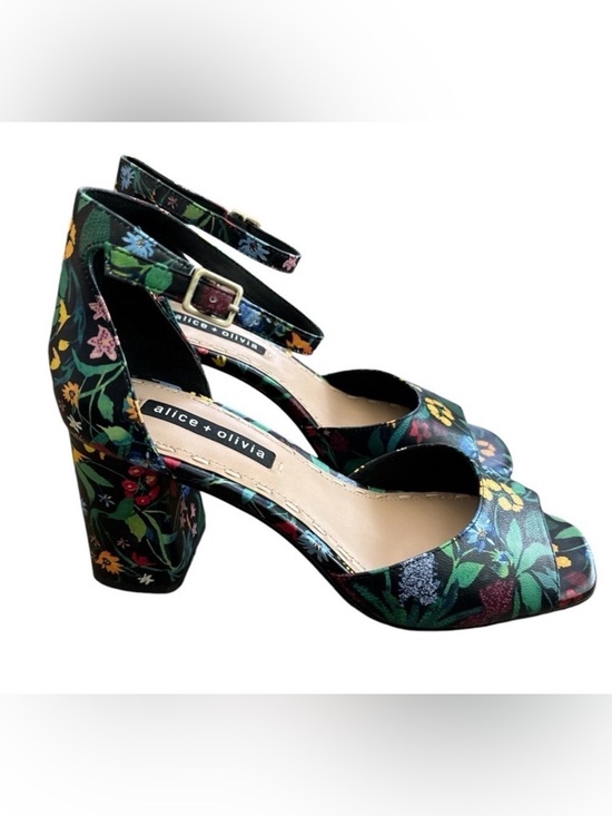 Alice + Olivia Shoes - Alice + Olivia by Stacey Bendet Whitney Black Floral Heels Shoes Size 8US 38EU